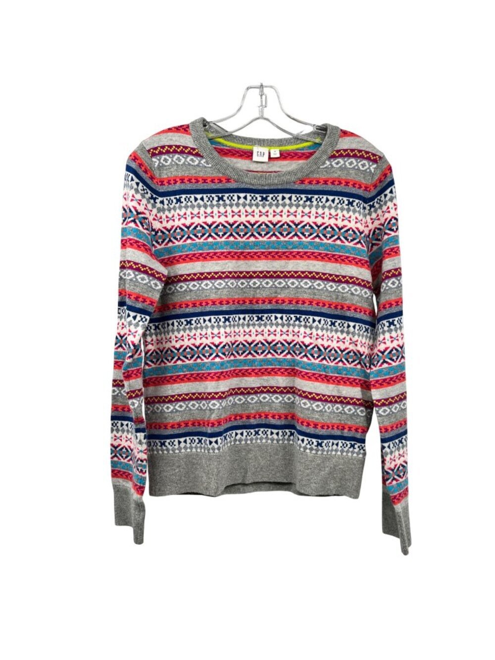 Gap Womens Striped Wool Blend Pullover Sweater Long Sleeve Gray/Multi Small - Picture 1 of 9